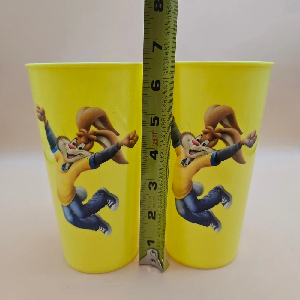 Vintage Nestle Nesquik Yellow Plastic Cups & Bunny Mixing Spoons Set of 2
